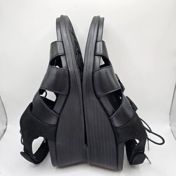 NIB Women's SAS‎ Sedona Lace-Up Leather Wedge Sandals Black Sparkle Size 10M - Picture 5 of 10